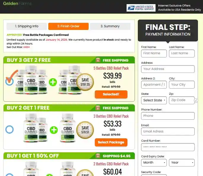 Golden Farms CBD Order Page